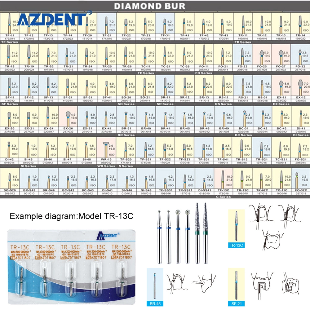 Azdent Factory Price Dental Diamond Burs All Sizes